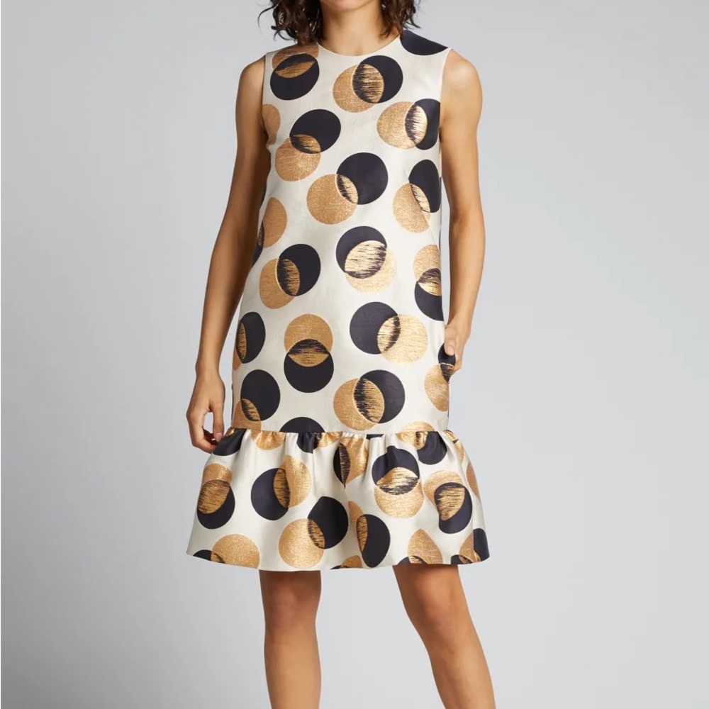 Chic Akris Punto Sleeveless Black and Gold Circle Dress